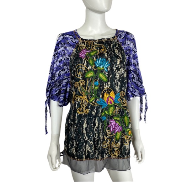 Krista Lee Tops - Krista Lee Open Shoulder Bat Wing Boho Top